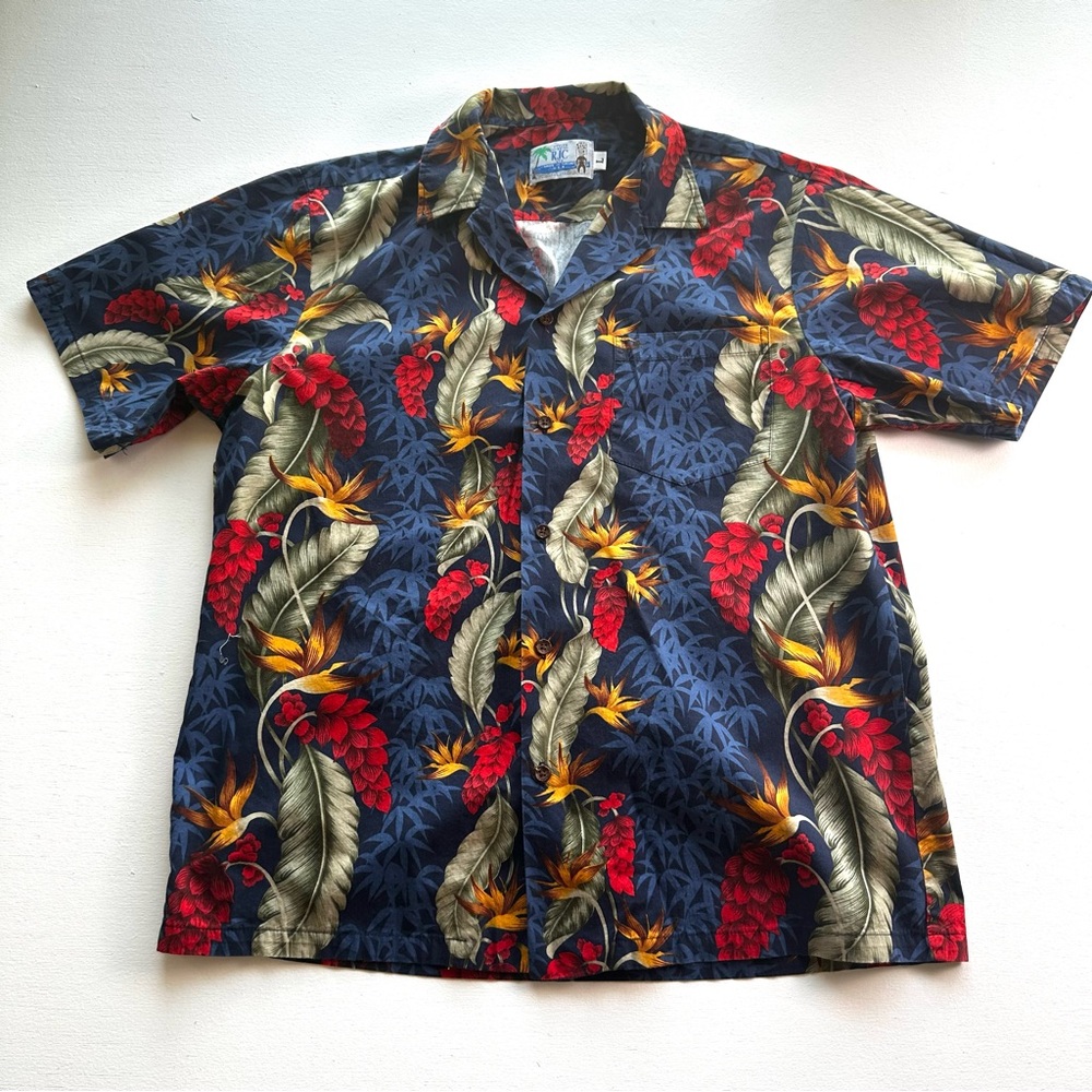 RJC Hawaiian‎ Men’s Shirt Size Large Button Down Feather Vintage